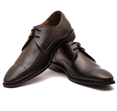 the leather box (33975) calf leather the meticulous linear brogued black derby mens shoes